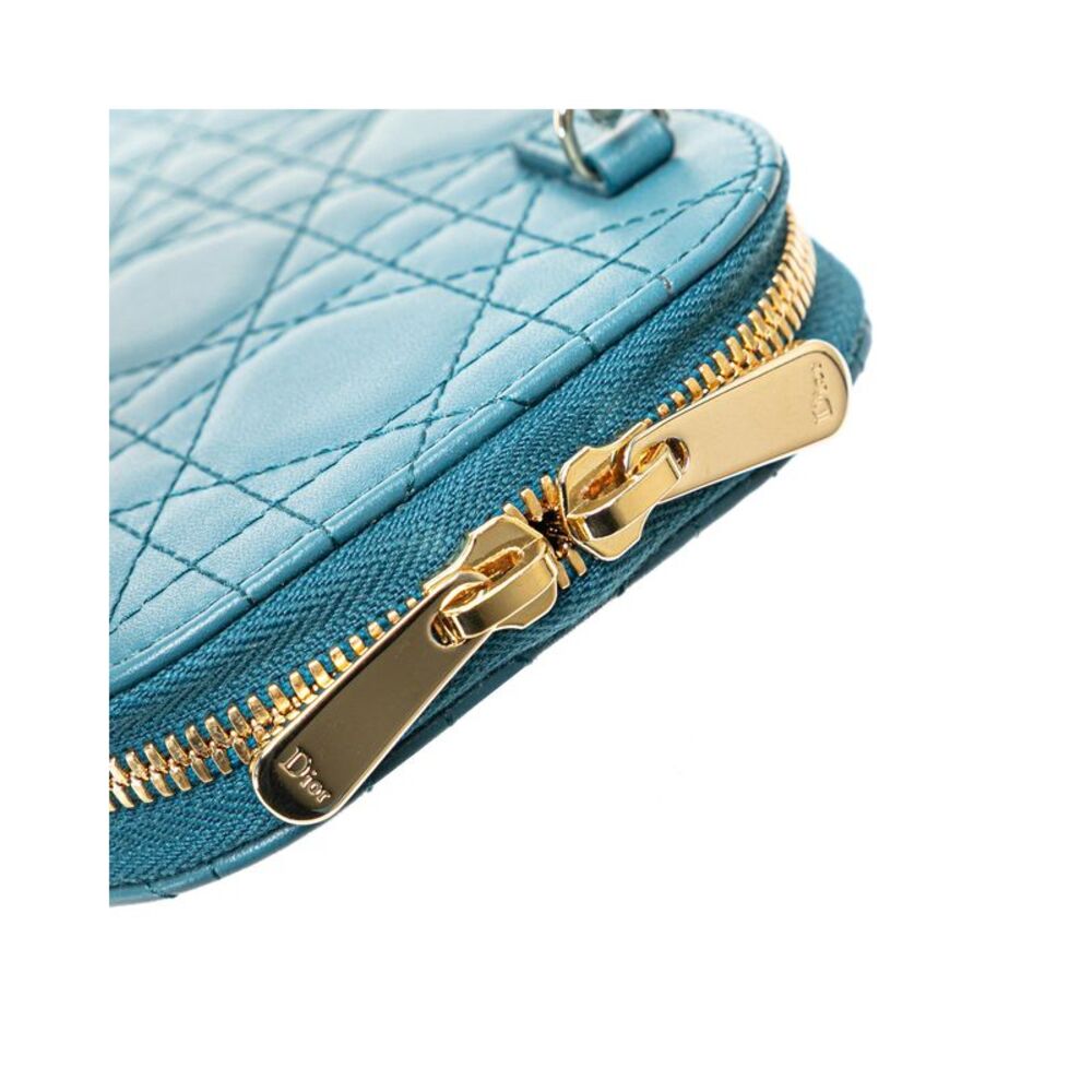 Pre Loved Dior Quilted Chain Messenger Bag Women Blue - Picture 7 of 8